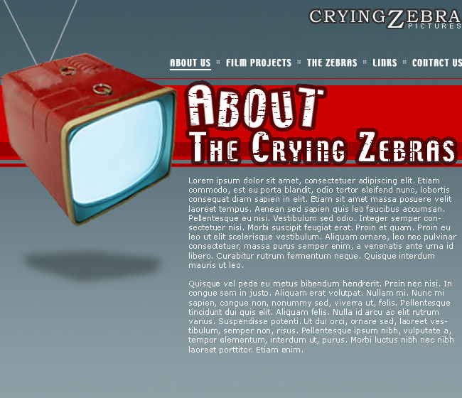 Crying Zebra Production - About Screenshot